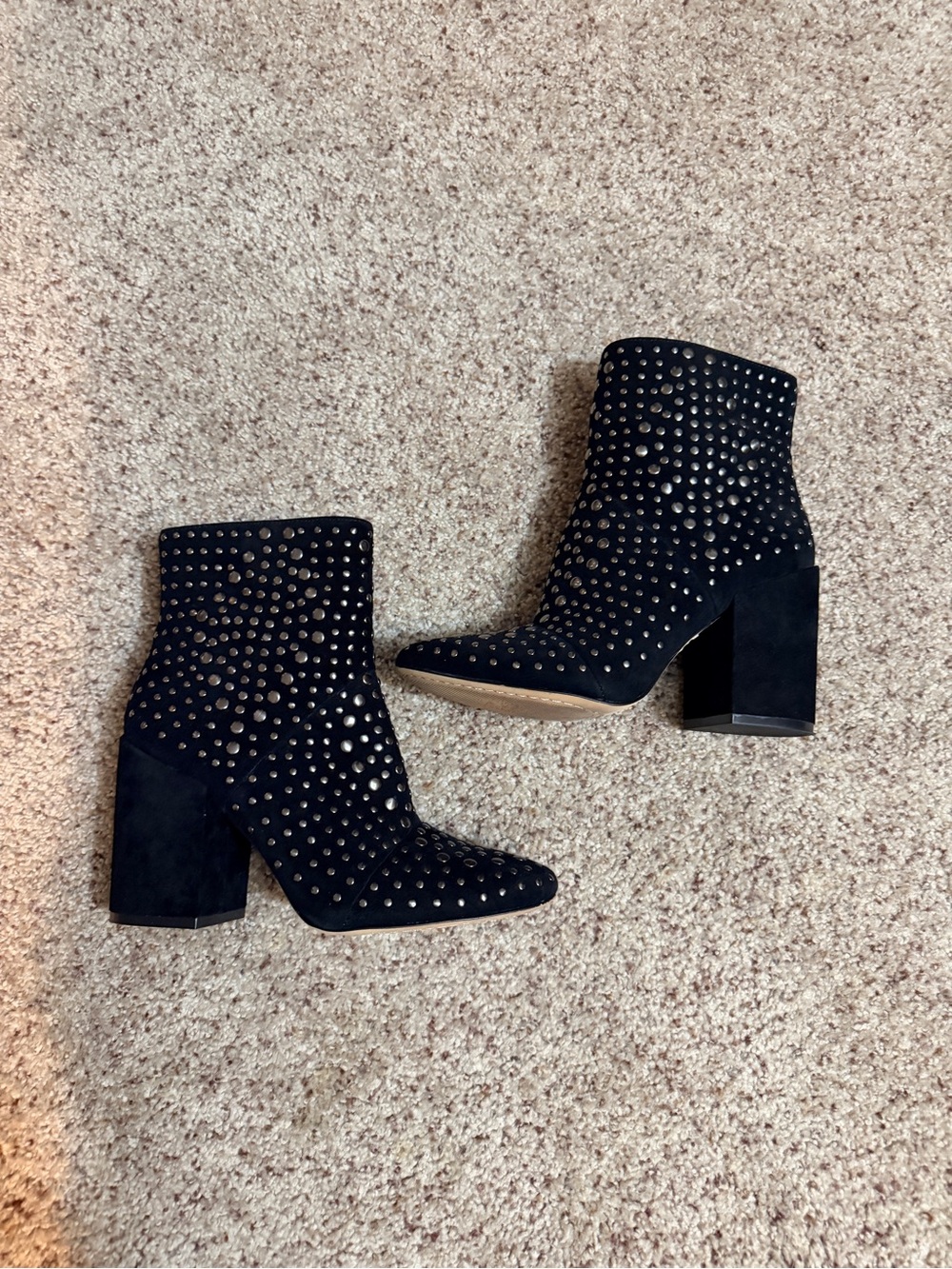 Sam Edelman Drista Black Suede Studded Pointed Toe Booties 7.5